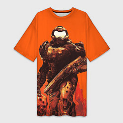 Женская длинная футболка Думгай с головой - Doom