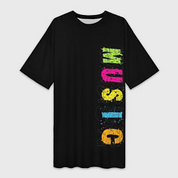 Женская длинная футболка Music разноцветная музыка