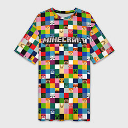 Женская длинная футболка Minecraft - пиксельные персонажи