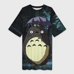 Женская длинная футболка Totoro in rain forest