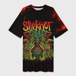 Женская длинная футболка Slipknot satan