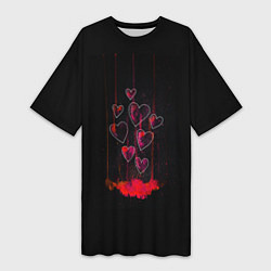 Женская длинная футболка Сердца, истекающие кровью