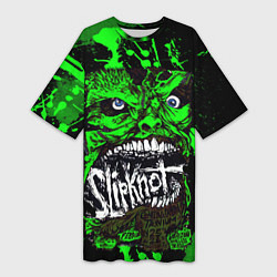Женская длинная футболка Slipknot - green monster по