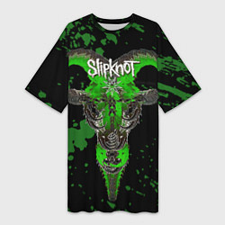 Женская длинная футболка Slipknot зеленый козел