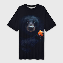 Женская длинная футболка Медведь с морковкой