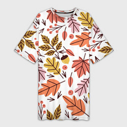 Женская длинная футболка Осенний паттерн - листья