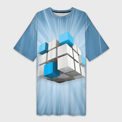 Женская длинная футболка Трёхцветный кубик Рубика