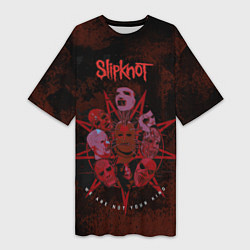 Женская длинная футболка Slipknot red satan