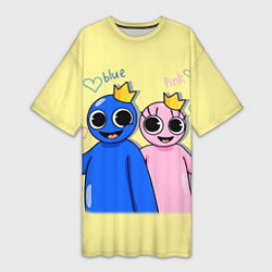 Женская длинная футболка Радужные друзья: Синий и Розовая