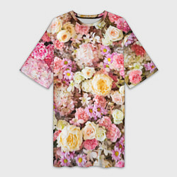 Женская длинная футболка Море из цветов