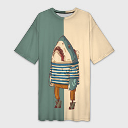 Женская длинная футболка Акула-моряк