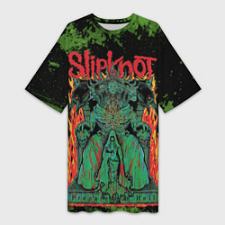 Футболка женская длинная Slipknot green satan, цвет: 3D-принт