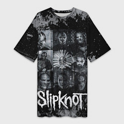 Женская длинная футболка Slipknot black & white style