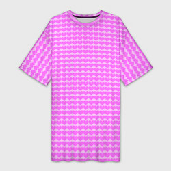 Женская длинная футболка Много сердец розовое