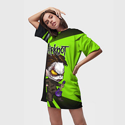 Футболка женская длинная Slipknot green, цвет: 3D-принт — фото 2