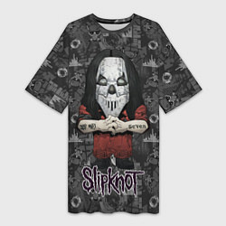 Женская длинная футболка Slipknot серый абстрактный фон