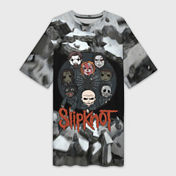 Женская длинная футболка Slipknot объемные плиты black