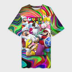 Женская длинная футболка Super Mario - Gaming aesthetics - Collage