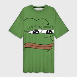 Женская длинная футболка Лягушонок Pepe грустит