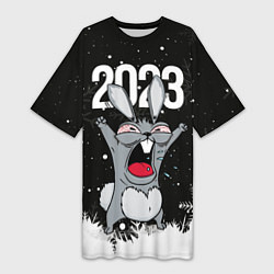 Женская длинная футболка Злой кролик 2023
