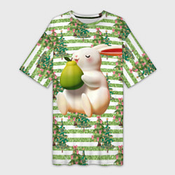 Женская длинная футболка Кролик с грушей