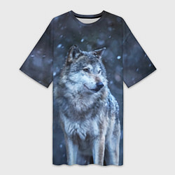 Женская длинная футболка Лесной волк