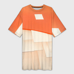 Женская длинная футболка Абстрактные геометрические оранжевые и светлые фиг