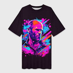 Женская длинная футболка Jason Statham - pop art