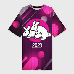 Женская длинная футболка Кролики 2023
