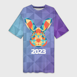 Женская длинная футболка Кролик из мозаики 2023