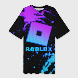 Футболка женская длинная Roblox logo neon gradient, цвет: 3D-принт