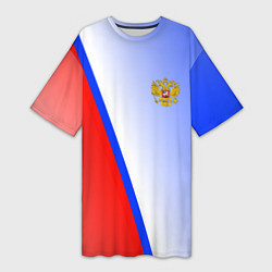 Женская длинная футболка Россия полосы с гербом