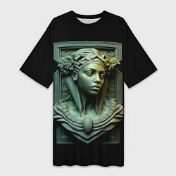 Женская длинная футболка Нейросеть - барельеф античной девушки