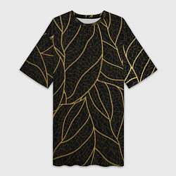 Женская длинная футболка Золотые листья градиент