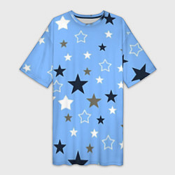 Женская длинная футболка Звёзды на голубом фоне