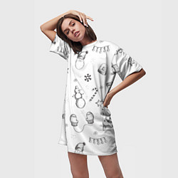 Футболка женская длинная Новогодний настрой, цвет: 3D-принт — фото 2