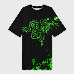 Футболка женская длинная Razer брызги, цвет: 3D-принт