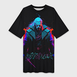 Женская длинная футболка Witcher in neon style