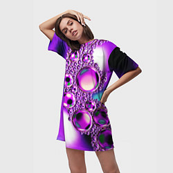 Футболка женская длинная Фиолетовые пузыри, цвет: 3D-принт — фото 2