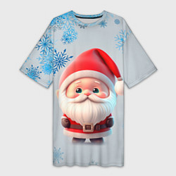 Женская длинная футболка Дед мороз и много снежинок