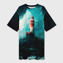 Женская длинная футболка Бушующее море