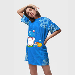 Футболка женская длинная Зайка купается, цвет: 3D-принт — фото 2