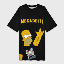 Женская длинная футболка Megadeth Гомер Симпсон рокер