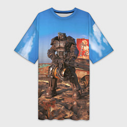 Женская длинная футболка Fallout 4 Power Armor x-01