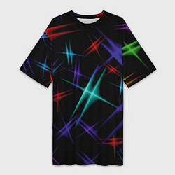 Женская длинная футболка Разноцветные лучи