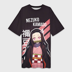 Женская длинная футболка Клинок, рассекающий демонов - персонаж Незуко Кама