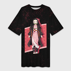 Женская длинная футболка Персонаж Незуко Камадо - Клинок, рассекающий демон