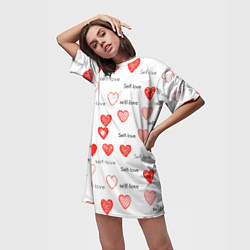 Футболка женская длинная Self love, цвет: 3D-принт — фото 2