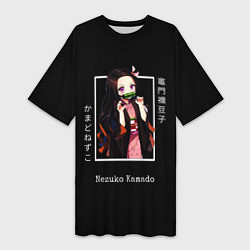 Женская длинная футболка Клинок, рассекающий демонов: персонаж Незуко Камад