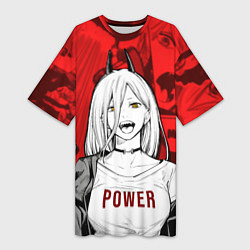 Футболка женская длинная Chainsaw Man: Power, цвет: 3D-принт